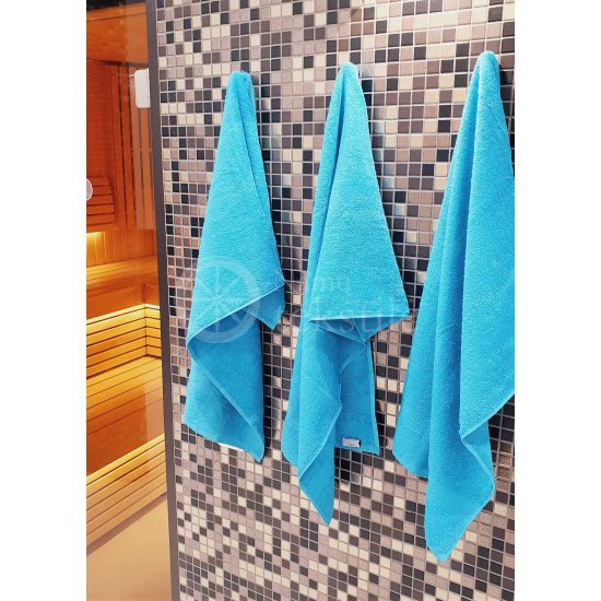 Cotton terry towel turquoise blue